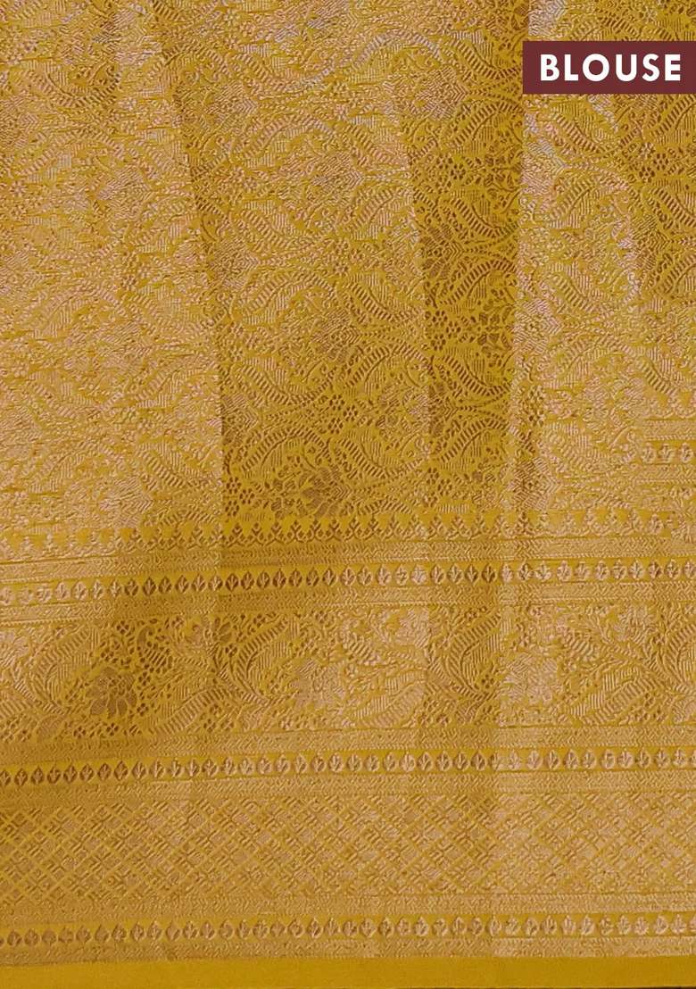 Semi Chiniya Silk Saree Brown And Mustard Yellow With Allover Thread Zari Weaves And Woven Border With Traditional Woven Design For Women - Indya
