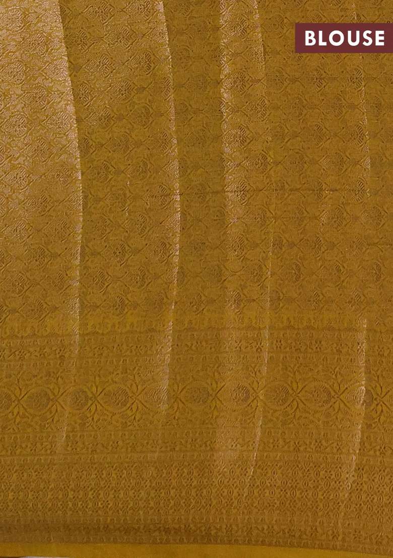 Semi Chiniya Silk Saree Coffee Brown And Dark Mustard With Allover Thread Zari Woven Buttas And Woven Border With Buttas And Brocade Design For Women - Indya