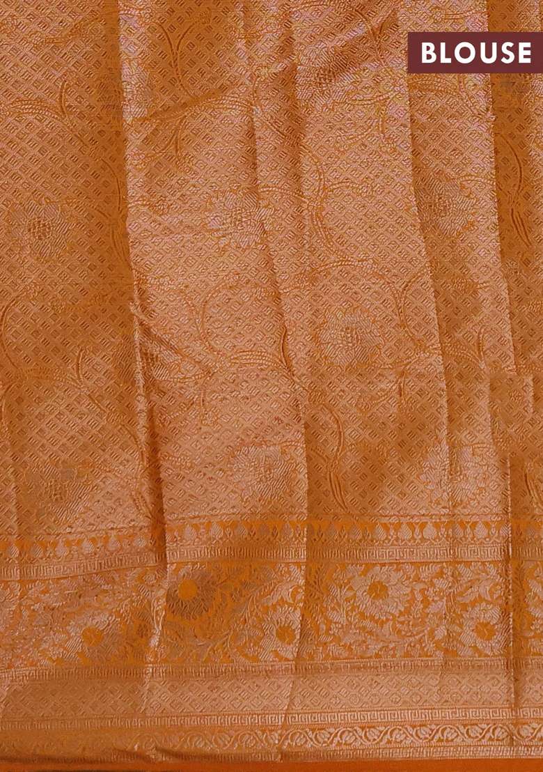 Semi Chiniya Silk Saree Mango Yellow With Allover Thread Zari Woven Buttas And Woven Border With Buttas And Brocade Design For Women - Indya