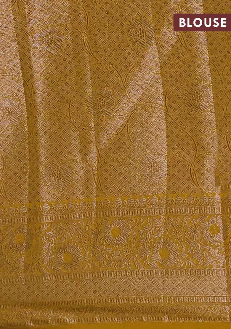 Semi Chiniya Silk Saree Coffee Brown And Dark Mustard With Allover Thread Zari Woven Buttas And Woven Border With Buttas And Brocade Design For Women - Indya