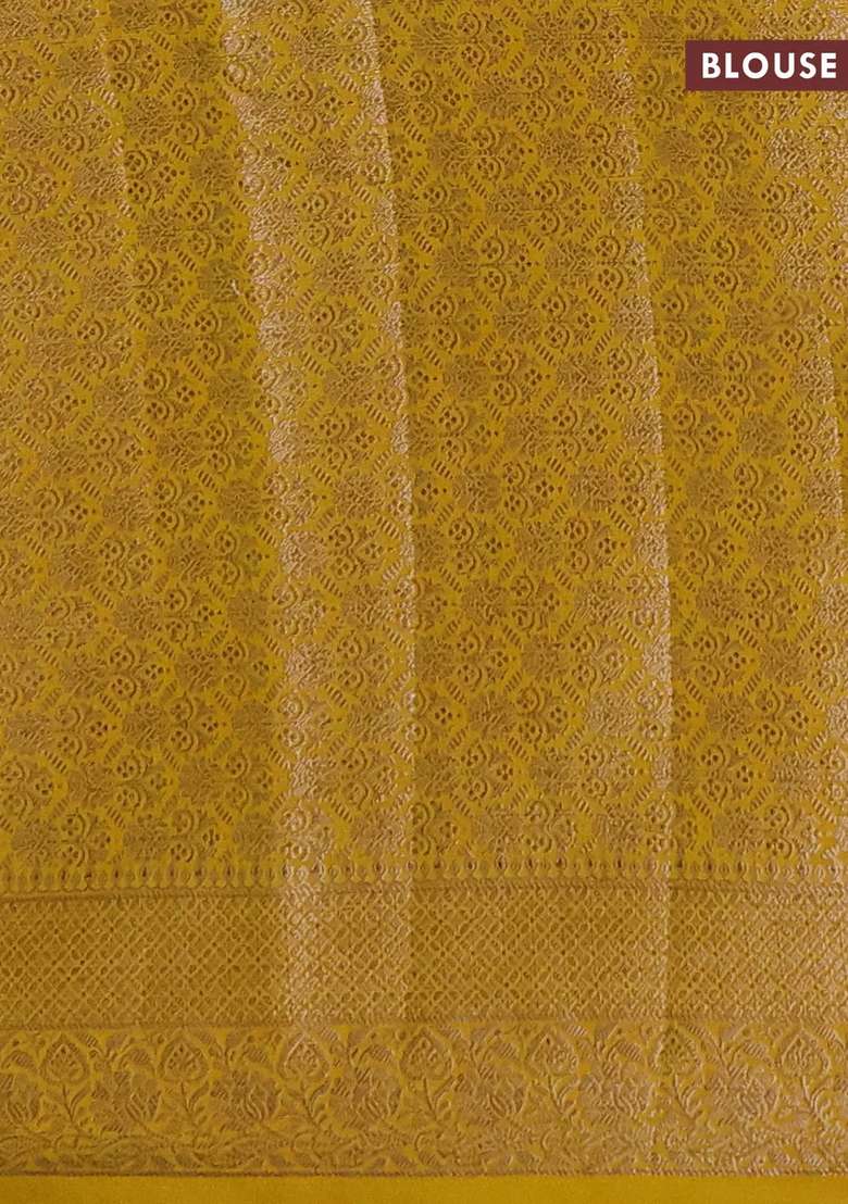 Semi Chiniya Silk Saree Coffee Brown And Mustard Yellow With Allover Thread Zari Woven Buttas And Woven With Buttas And Brocade Design For Women - Indya