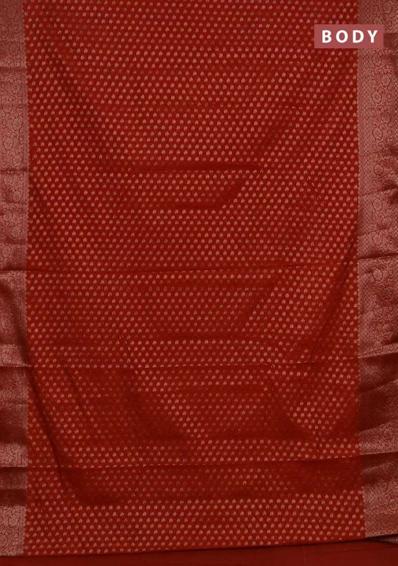 Semi Chiniya Silk Saree Orange With Allover Thread Zari Woven Paisley Buttas And Woven Border With Buttas And Brocade Design For Women - Indya