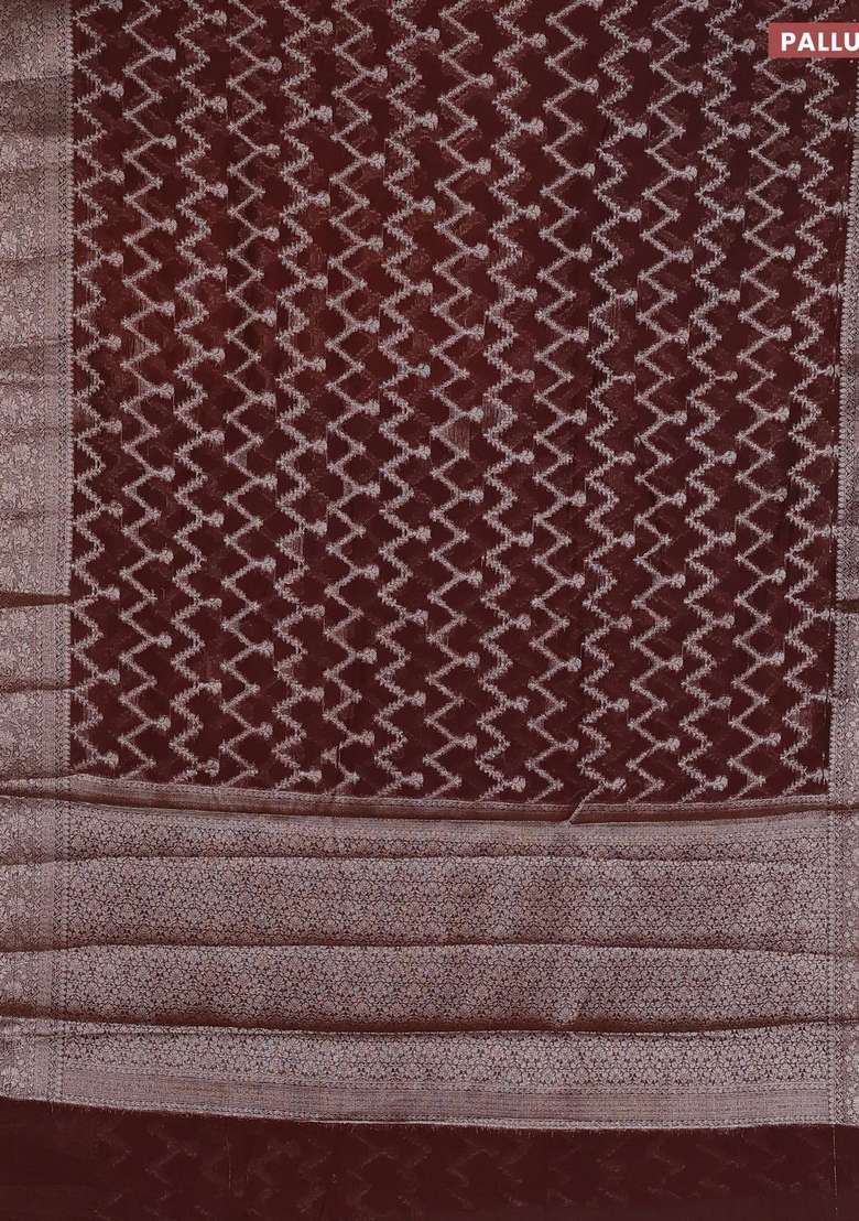 Semi Chiniya Silk Saree Coffee Brown With Allover Thread Zari Weaves And Woven Border With Traditional Woven Design For Women - Indya