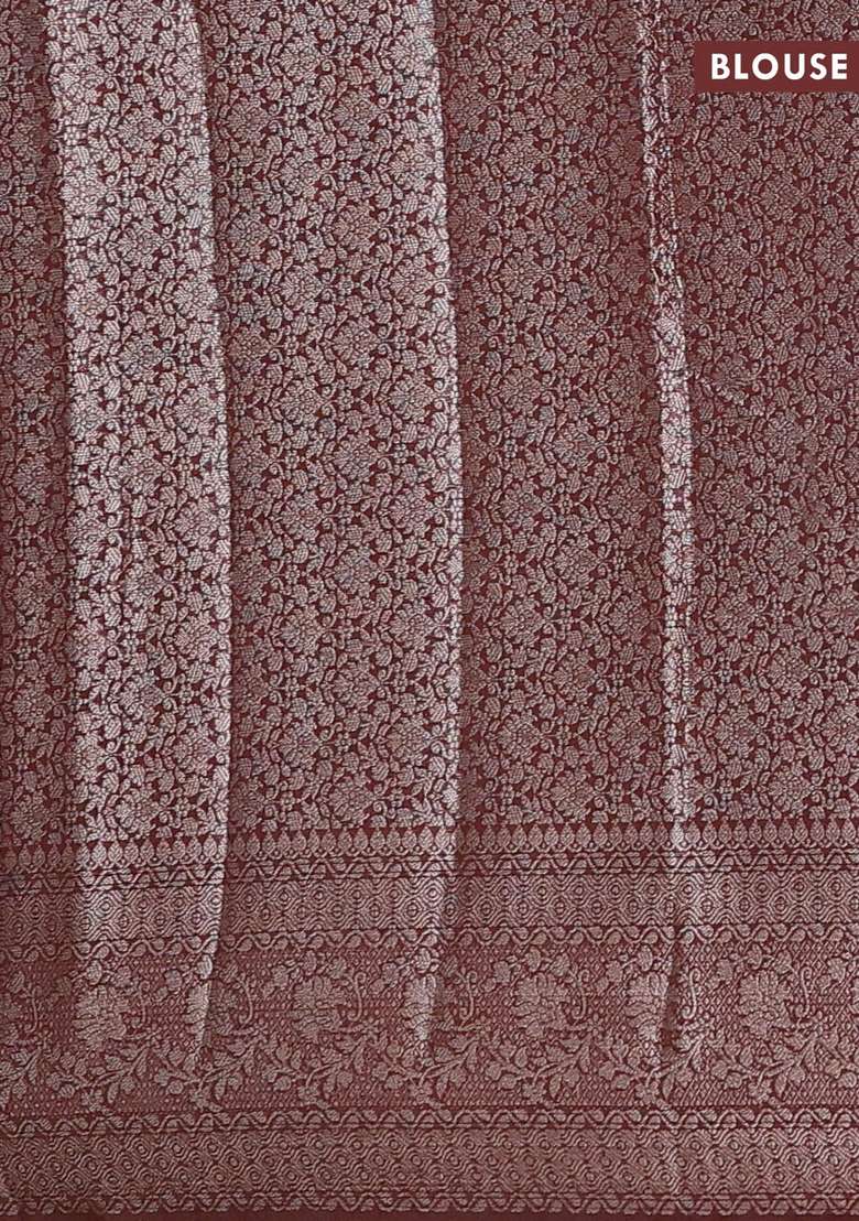 Semi Chiniya Silk Saree Coffee Brown With Allover Thread Zari Weaves And Woven Border With Traditional Woven Design For Women - Indya