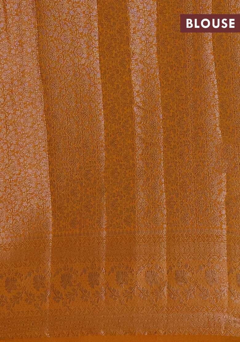 Semi Chiniya Silk Saree Mango Yellow With Allover Thread Zari Weaves And Woven Border With Traditional Woven Design For Women - Indya