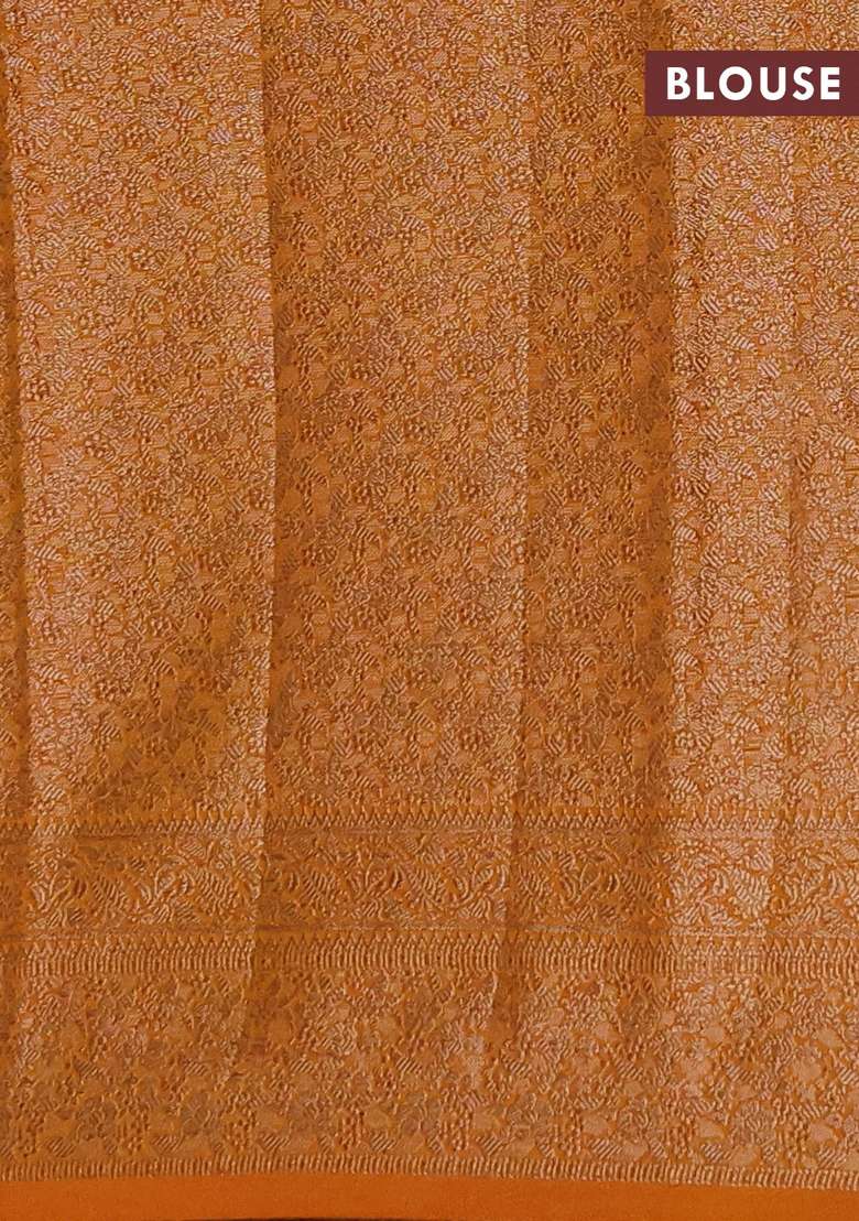Semi Chiniya Silk Saree Mango Yellow With Allover Thread Zari Woven Buttas And Woven Border With Buttas And Brocade Design For Women - Indya