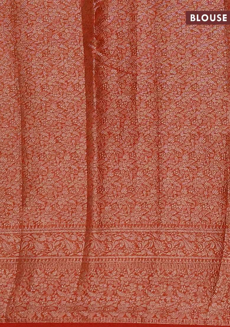 Semi Chiniya Silk Saree Rustic Orange With Allover Thread Zari Woven Buttas And Woven Border With Buttas And Brocade Design For Women - Indya