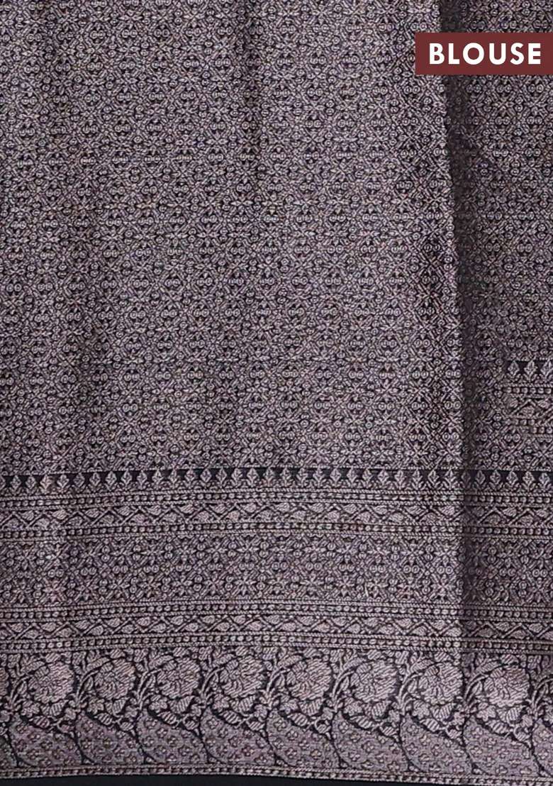 Semi Chiniya Silk Saree Black With Allover Thread Zari Weaves And Woven Border With Traditional Woven Design For Women - Indya