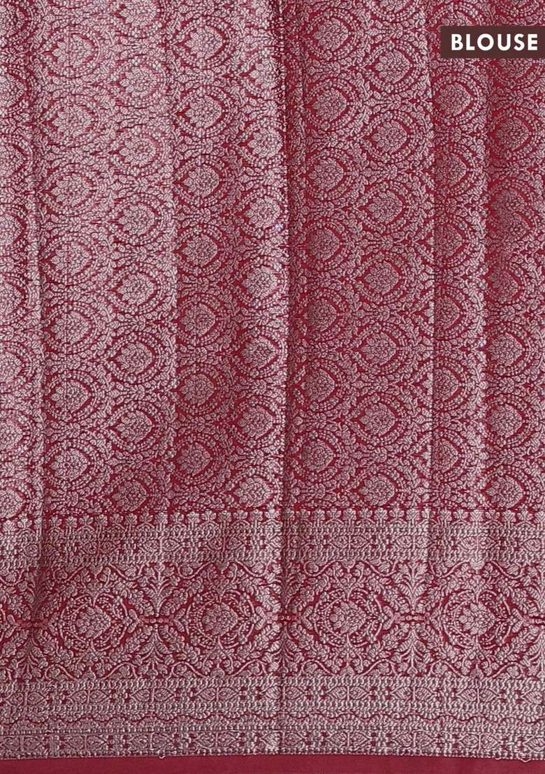 Semi Chiniya Silk Saree Red With Allover Thread Zari Weaves And Woven Border With Traditional Woven Design For Women - Indya