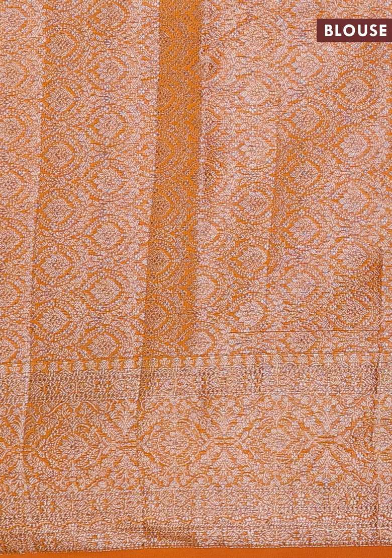Semi Chiniya Silk Saree Mango Yellow With Allover Thread Zari Weaves And Woven Border With Traditional Woven Design For Women - Indya