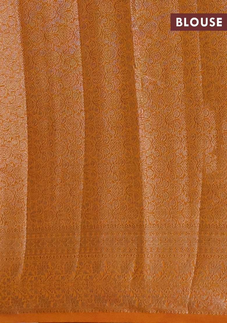 Semi Chiniya Silk Saree Mango Yellow With Allover Thread Zari Woven Buttas And Woven Border With Buttas And Brocade Design For Women - Indya