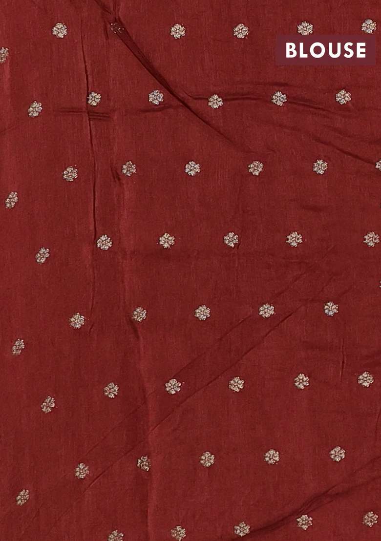 Art Kota Silk Saree Rust Shade With Thread Zari Woven Buttas And Zari Woven Border With Buttas And Brocade Design For Women - Indya