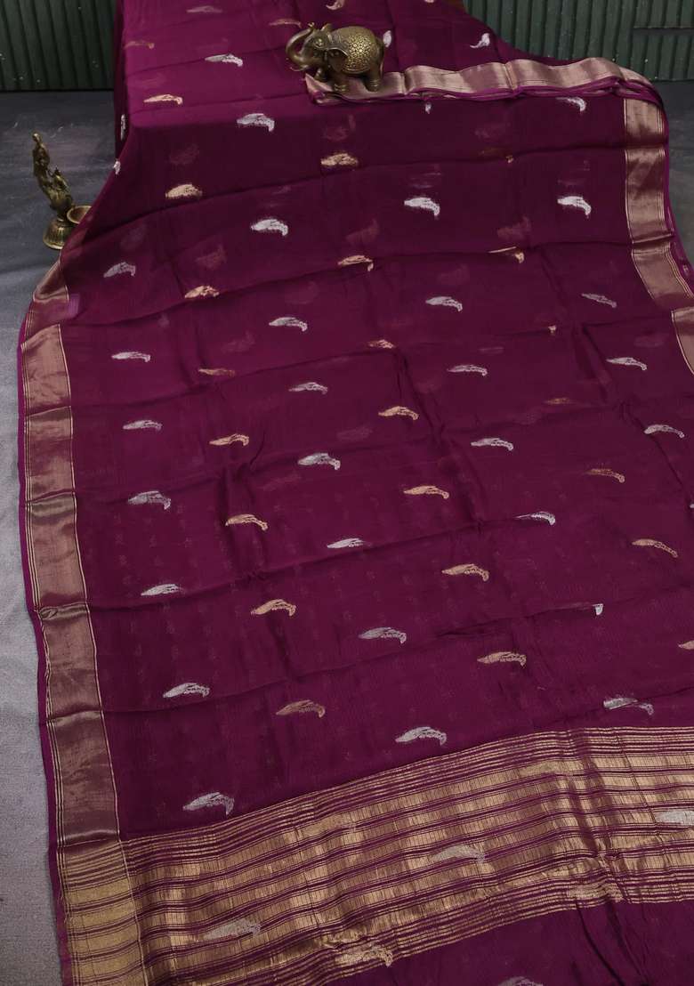 Art Kota Silk Saree Purple With Thread Zari Woven Buttas And Zari Woven Border With Buttas And Brocade Design For Women - Indya