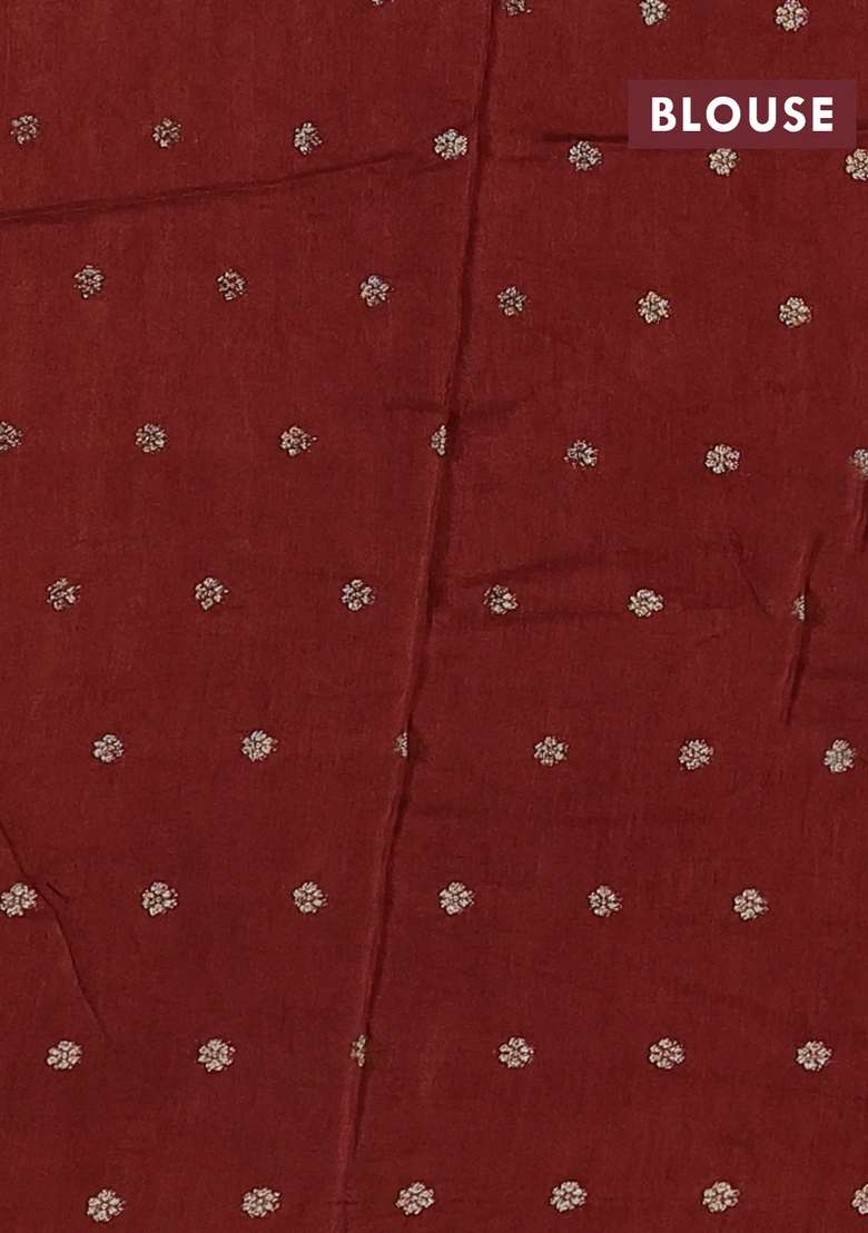 Art Kota Silk Saree Rust Shade With Allover Thread Zari Woven Buttas And Zari Woven Border With Buttas And Brocade Design For Women - Indya
