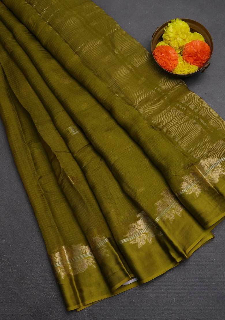 Art Kota Silk Saree Light Green With Allover Thread Zari Woven Buttas And Zari Woven Border With Buttas And Brocade Design For Women - Indya