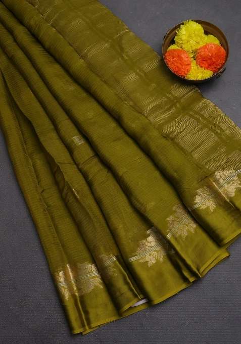 Art Kota Silk Saree Light Green With Allover Thread Zari Woven Buttas And Zari Woven Border With Buttas And Brocade Design For Women