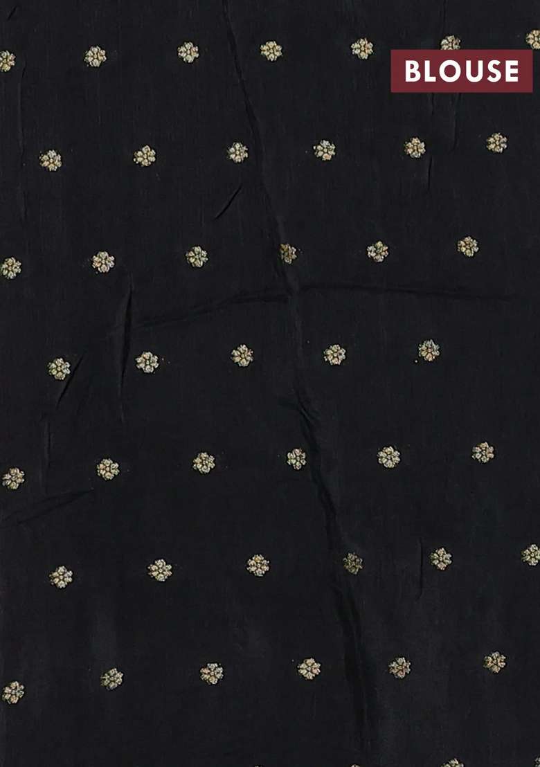 Art Kota Silk Saree Black With Allover Thread Zari Woven Buttas And Zari Woven Border With Buttas And Brocade Design For Women - Indya
