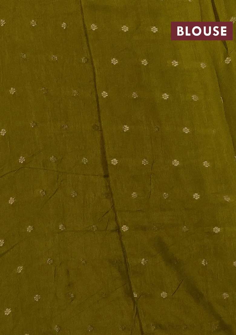 Art Kota Silk Saree Mehendi Green With Thread Zari Woven Buttas And Zari Woven Simple Border With Buttas And Brocade Design For Women - Indya