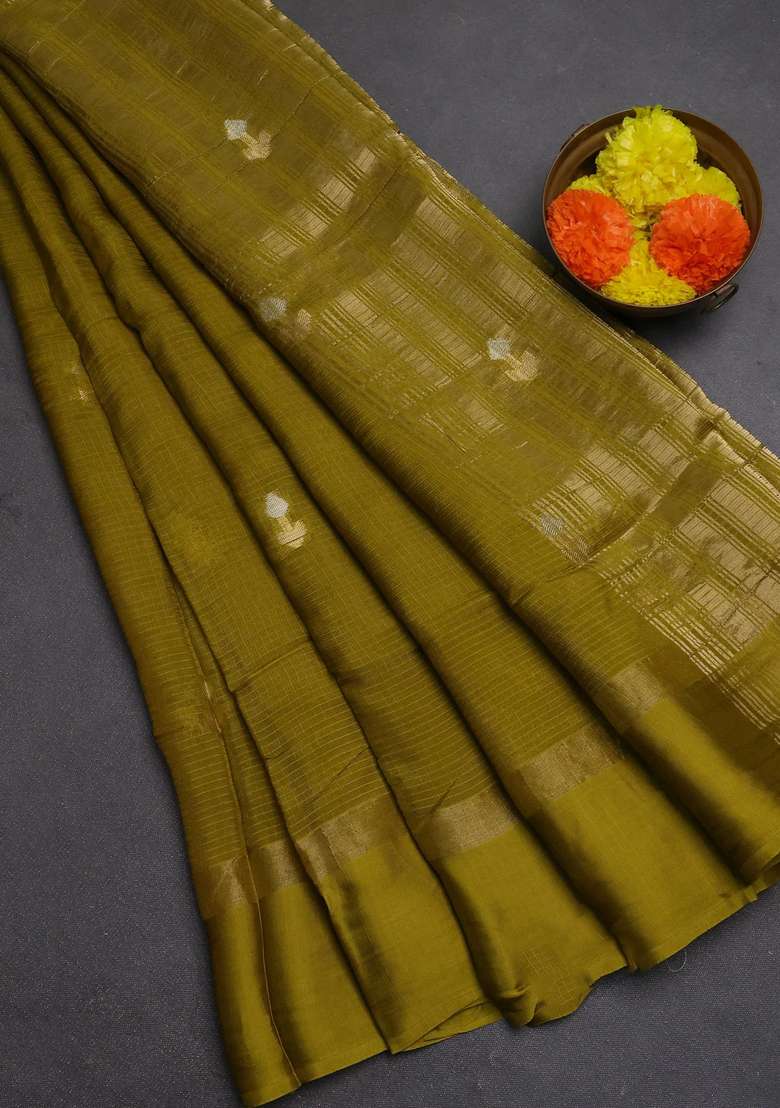 Art Kota Silk Saree Light Green With Silver Zari Woven Buttas And Zari Woven Simple Border With Buttas And Brocade Design For Women - Indya