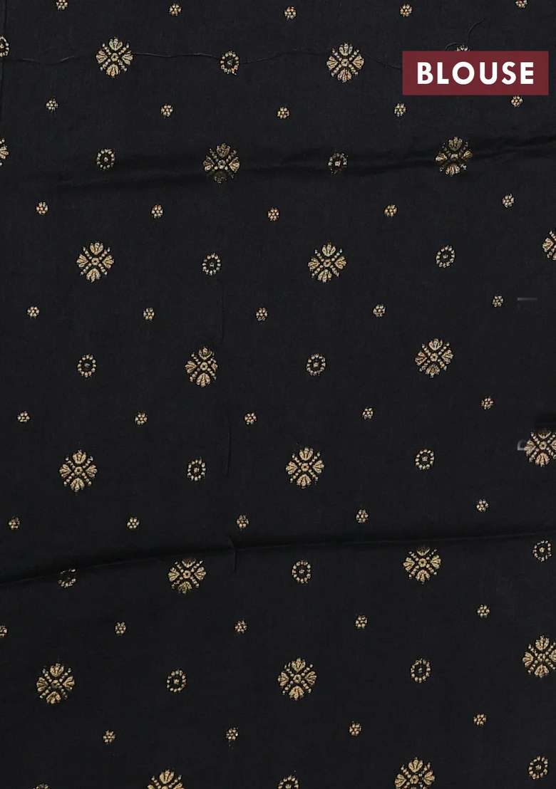 Art Kota Silk Saree Black With Silver Zari Woven Buttas And Zari Woven Simple Border With Buttas And Brocade Design For Women - Indya
