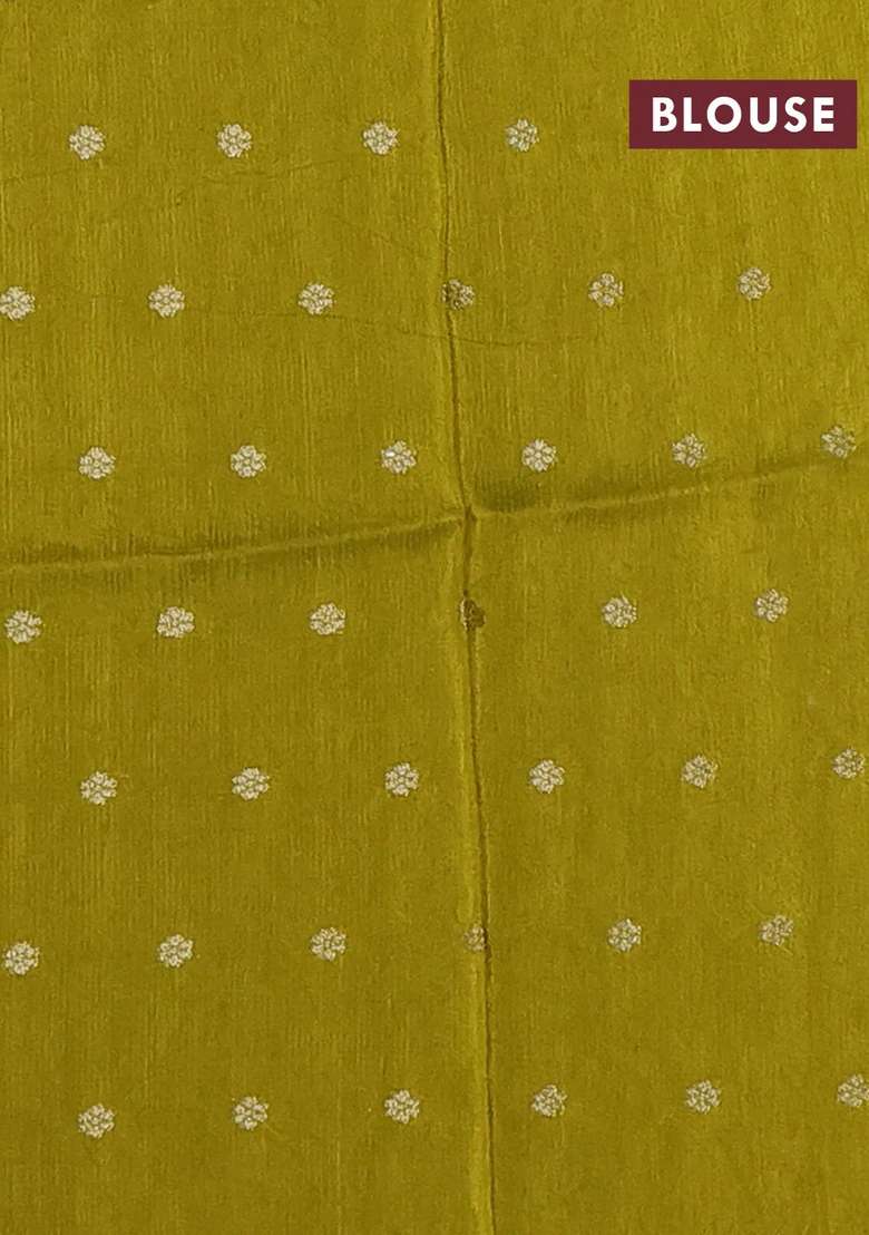 Art Kota Silk Saree Mehendi Green With Silver Zari Woven Buttas And Zari Woven Simple Border With Buttas And Brocade Design For Women - Indya
