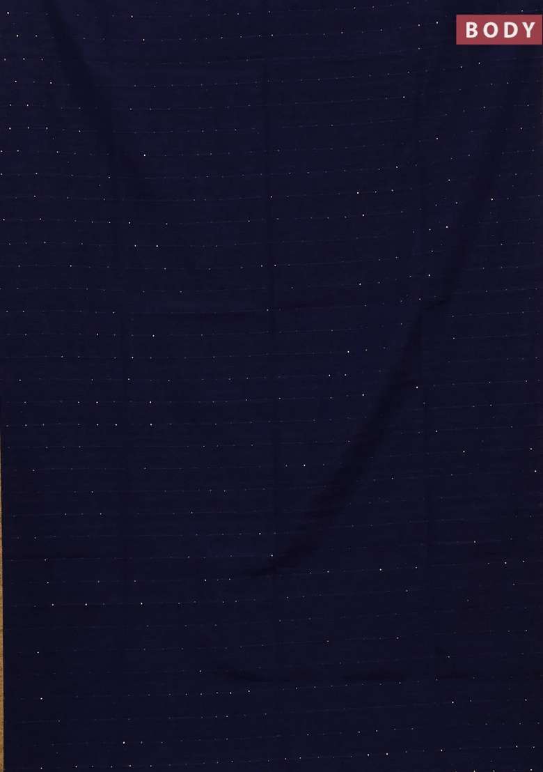 Jute Silk Saree Navy Blue With Allover Sequin Work And Jamdhani Pallu With Embroidered Design For Women - Indya