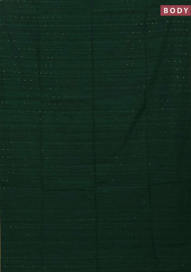 Jute Silk Saree Bottle Green With Allover Sequin Work And Jamdhani Pallu With Embroidered Design For Women - Indya