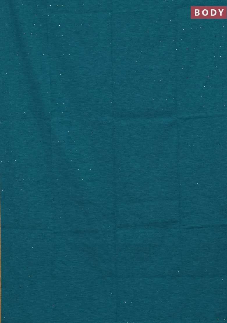 Jute Silk Saree Teal Blue With Allover Sequin Work And Jamdhani Pallu With Embroidered Design For Women - Indya