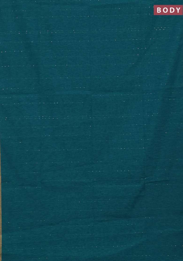 Jute Silk Saree Peacock Blue With Allover Sequin Work And Jamdhani Pallu With Embroidered Design For Women - Indya