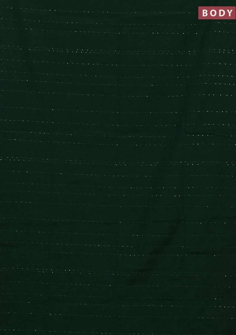 Jute Silk Saree Bottle Green With Allover Sequin Work And Jamdhani Pallu With Embroidered Design For Women - Indya