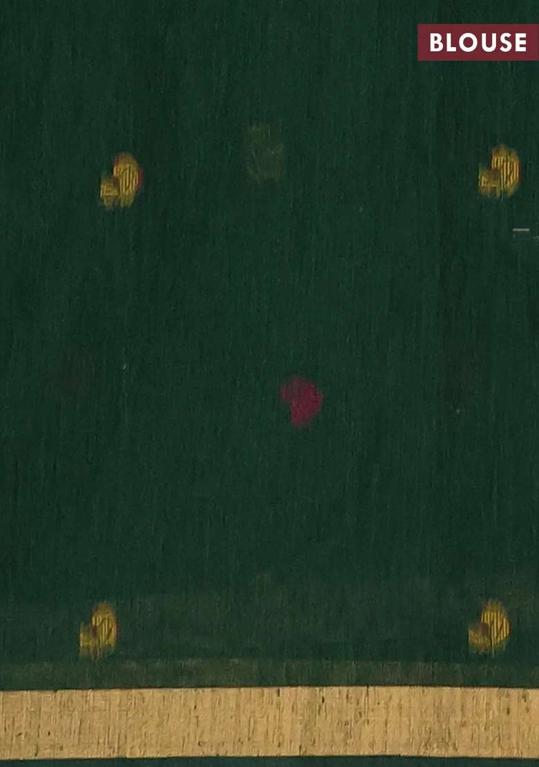 Jute Silk Saree Bottle Green With Allover Sequin Work And Jamdhani Pallu With Embroidered Design For Women - Indya