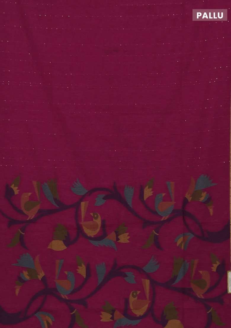 Jute Silk Saree Pink With Allover Sequin Work And Jamdhani Pallu With Embroidered Design For Women - Indya