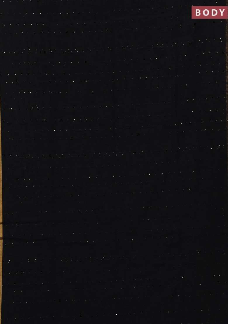 Jute Silk Saree Black With Allover Sequin Work And Jamdhani Pallu With Embroidered Design For Women - Indya