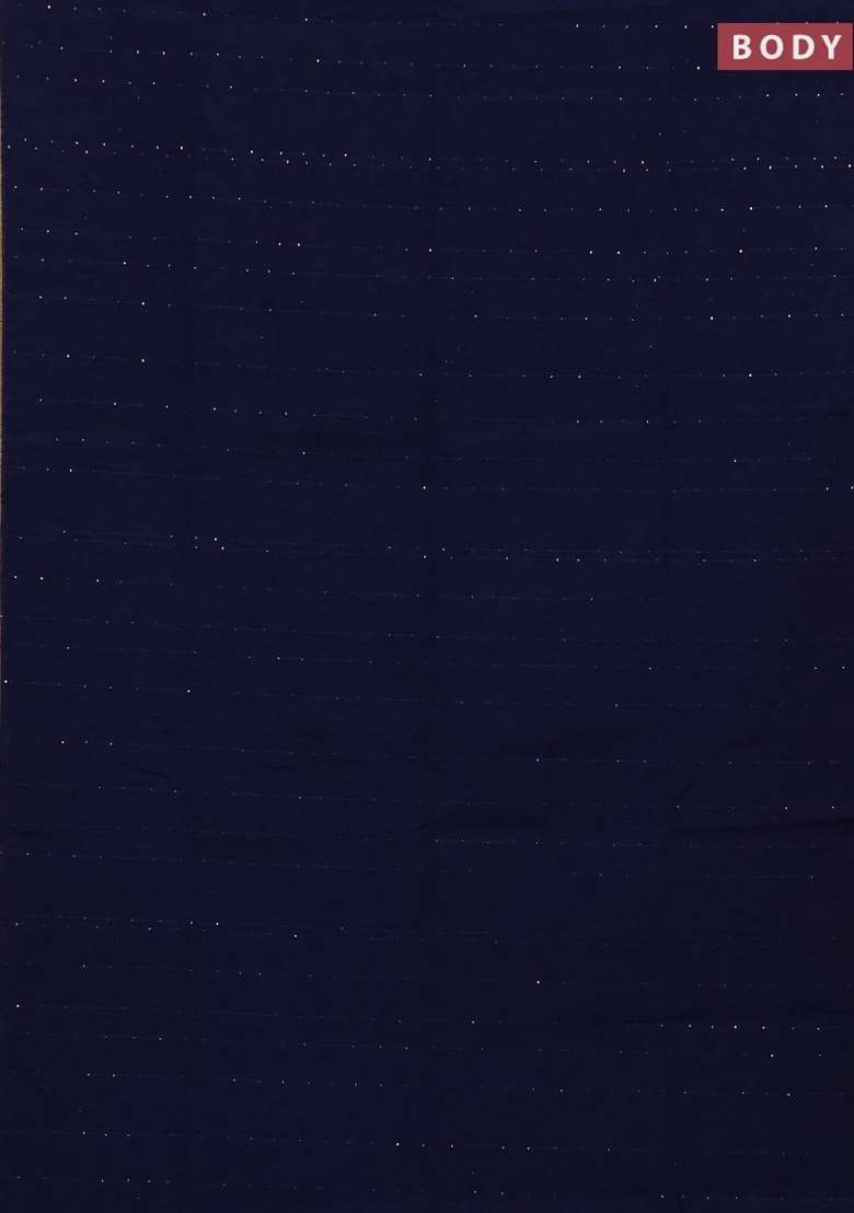 Jute Silk Saree Navy Blue With Allover Sequin Work And Jamdhani Pallu With Embroidered Design For Women - Indya