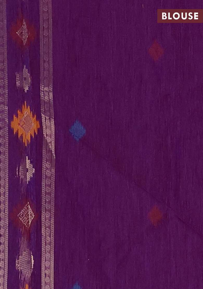 Jute Silk Saree Purple With Thread Zari Woven Buttas And Jamdhani Pallu With Buttas And Brocade Design For Women - Indya