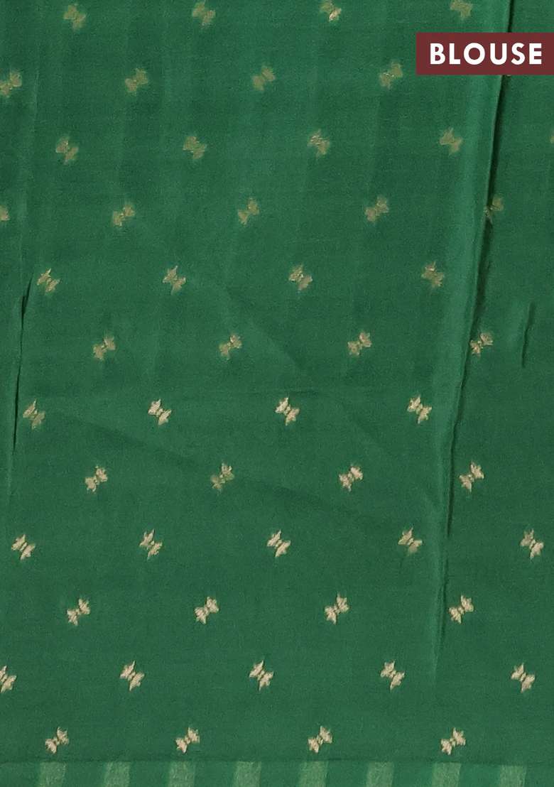 Orange Green Semi Mysore Silk Saree Checks With Checks And Stripes Design For Women - Indya