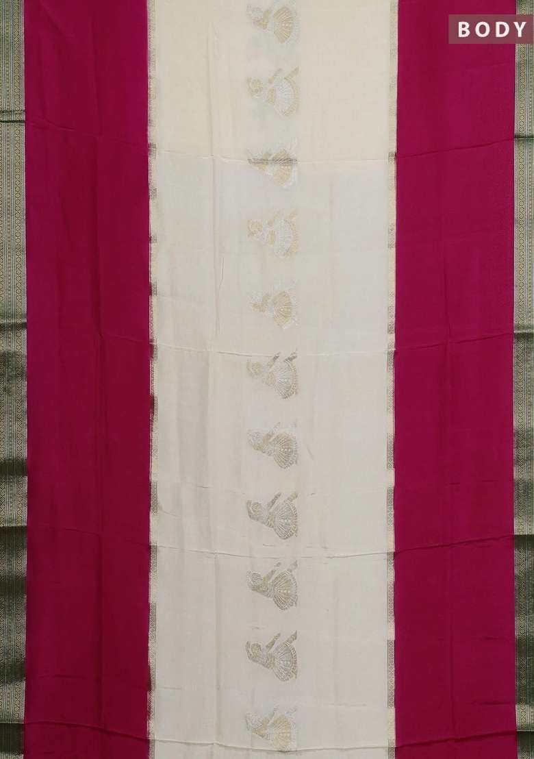 Beige Pink Semi Mysore Silk Saree Buttas With Buttas And Brocade Design For Women - Indya