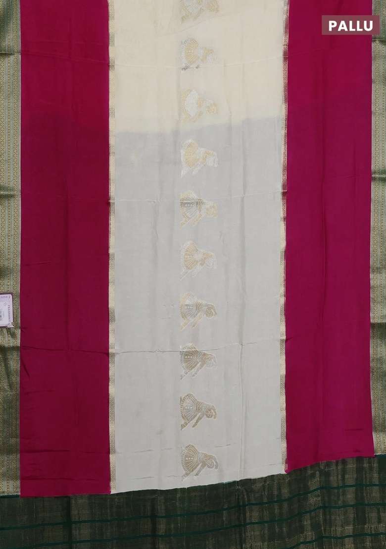 Beige Pink Semi Mysore Silk Saree Buttas With Buttas And Brocade Design For Women - Indya