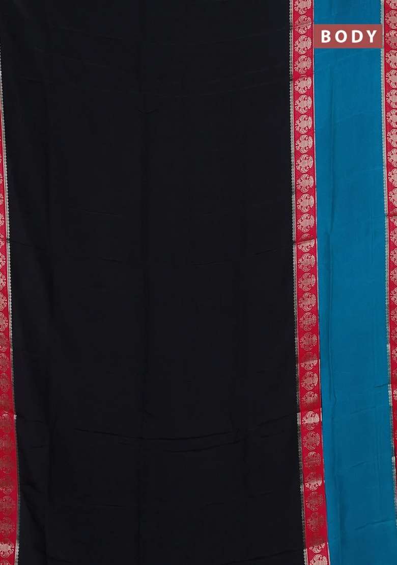Black Pink Semi Mysore Silk Saree With Traditional Woven Design For Women - Indya