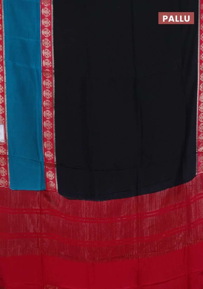 Black Pink Semi Mysore Silk Saree With Traditional Woven Design For Women - Indya