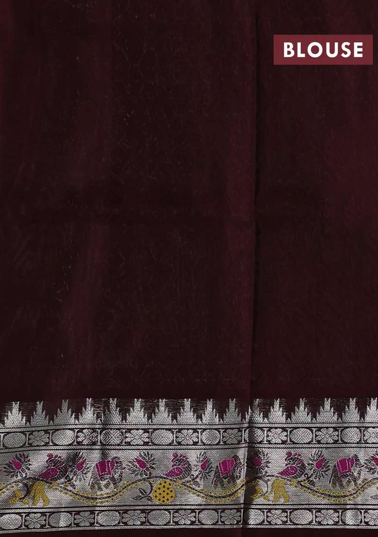Pastel Brown Deep Maroon Venkatagiri Silk Zari Weaves Saree With Traditional Woven Design For Women - Indya