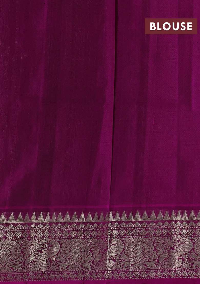 Grey Magenta Pink Venkatagiri Silk Zari Buttas Saree With Buttas And Brocade Design For Women - Indya