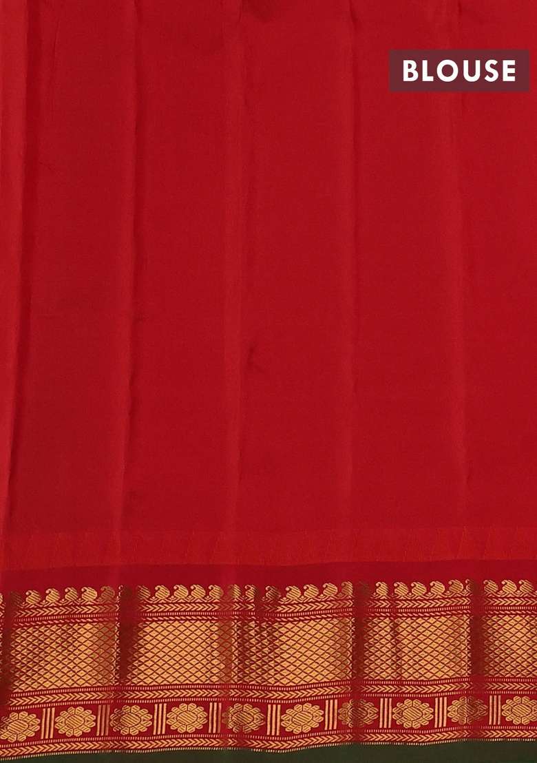 Black Red Gadwal Silk Saree With Traditional Woven Design For Women - Indya