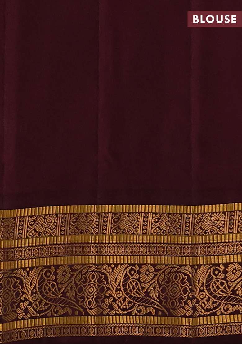 Beige Maroon Gadwal Silk Buttas Saree With Buttas And Brocade Design For Women - Indya