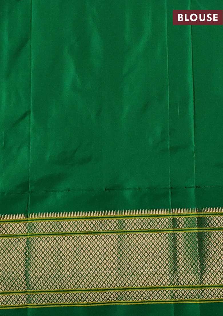 Pink Green Pure Paithani Silk Saree With Traditional Woven Design For Women - Indya