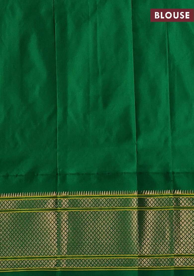 Pink Green Pure Paithani Silk Saree With Traditional Woven Design For Women - Indya