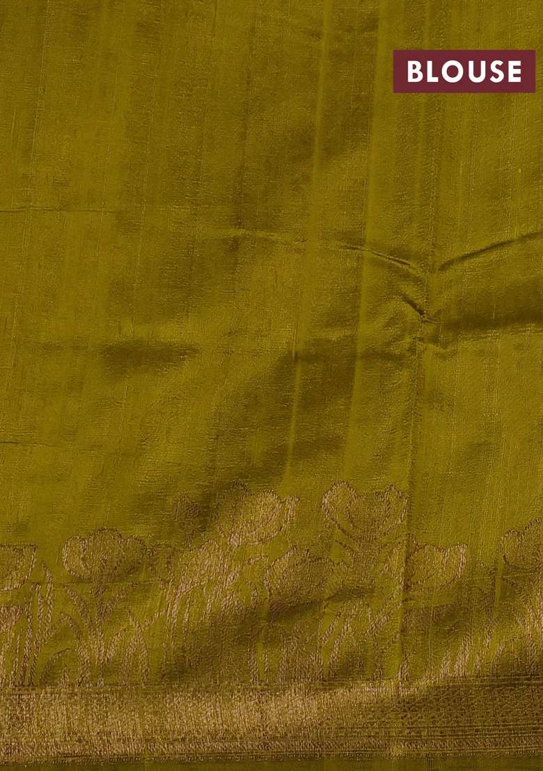 Lime Yellow Banarasi Raw Silk Saree Buttas With Buttas And Brocade Design For Women - Indya