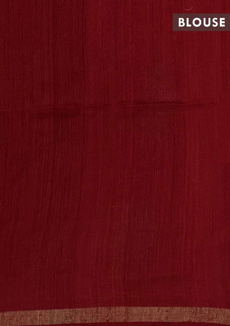 Red Matka Tussar Silk Buttas Saree With Buttas And Brocade Design For Women - Indya