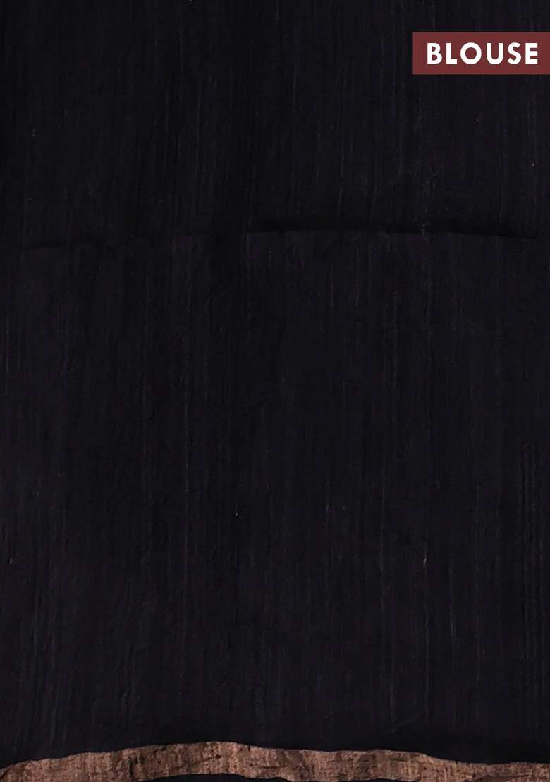 Black Matka Tussar Silk Buttas Saree With Buttas And Brocade Design For Women - Indya