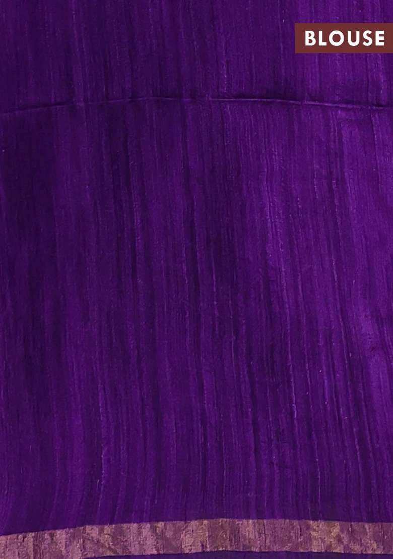 Purple Matka Tussar Silk Buttas Saree With Buttas And Brocade Design For Women - Indya